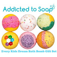 Addicted to Soap - 6 Bath Bomb Gift Set | Every Kids Dream - Watermelon Lemonade, Birthday Cake, Fairy Dust, Lemongrass, Fruit Loop, Jelly Donut