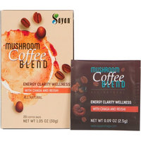 Sayan Mushroom Instant Coffee Blend 20 Packets (0.09oz/2.5g each) 100% Organic Arabica Colombian | Organic Reishi & Chaga Extract | Powerful Immune Support Antioxidant Drink | Concentration & Focus