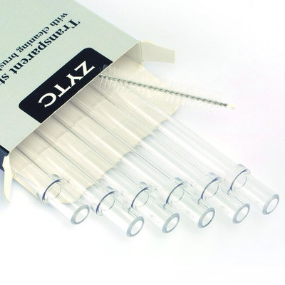 Plastic Straws for YETI, Reusable Clear Transparent Straight Drinking Straws, Set of 6 with 2 Cleaning Brushes