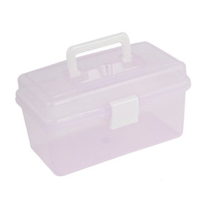 Clear Purple Medicine Box Shape 2 Layers 16 Components Storage Case