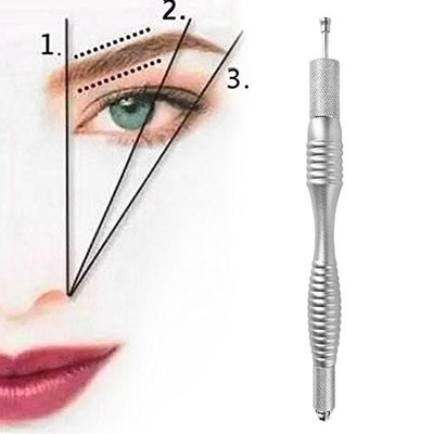 Tattoo Pen Manual Pen Eyebrow Tattoo Pen Microblading Pen (Silver 2 Head Manual Pen)