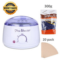 Waxing Kit Temperature Control Wax Warmer Hair Removal Electric Hot heater, Rapid Melting Pot with 10.5 oz Flavor Hard Wax Beans and 20 Pack Wax Applicator