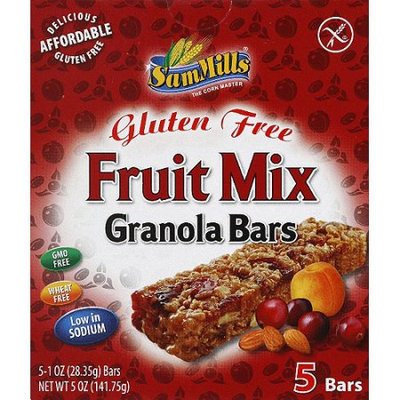 Sam Mills Gluten Free Fruit Mix Granola Bars, 1 oz, 5 count, (Pack of 6)