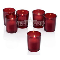 Light In The Dark Red Frosted Glass Round Votive Candle Holders With Citronella Yellow votive candles Burn 15 Hours Set of 72