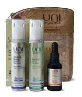 Certified Organic Anti-Aging Moisturizer Night Cream with Collagen Boosting Face Serum and Rosehip Face Oil Powerful Skin Restore Set by UniOrganics