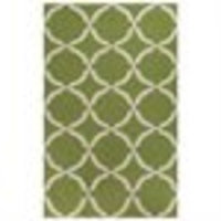 8' x 11' Coupled Circles Fern Green and White Hand Woven Wool Area Throw Rug