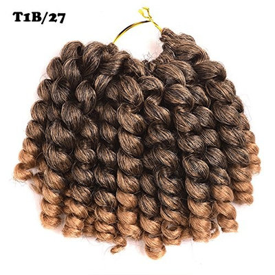 2 pack 8 inch 75 gram Bounce Curl Crochet Braids hair Black Jumpy Wand Curl Collection Braiding Hair Synthetic Extension for Black Women (8