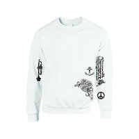 Allntrends Adult Sweatshirt Lady Gaga Tattoo Medium White