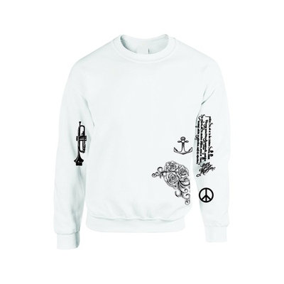 Allntrends Adult Sweatshirt Lady Gaga Tattoo Medium White