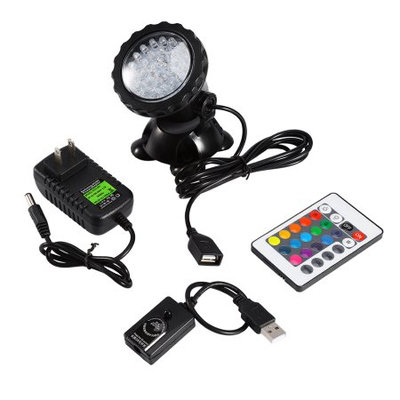 Underwater Submersible LED Light, Estink Waterproof Diving Remote Control 36 LEDs Color Changing Spot Light for Fountain Fish Tank Swimming Pool Garden(RGB 7 Colors Changing)