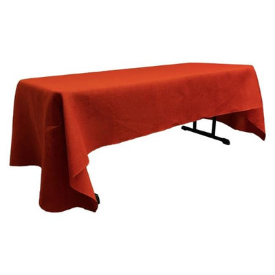 LA Linen TCBurlap60x144-Red Rectangular Dyed Natural Burlap Tablecloth Red - 60 x 144 in.