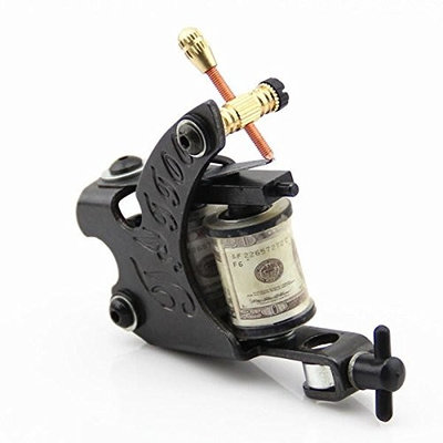 10 Wrap Coils Refined Steel Frame Coil Tattoo Machine Gun For Liner Shader Black