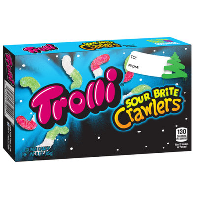 Ferrara Candy Company Trolli Holiday Sour Brite Crawlers Gummy Candy, 3 Ounce Box, Pack of 12
