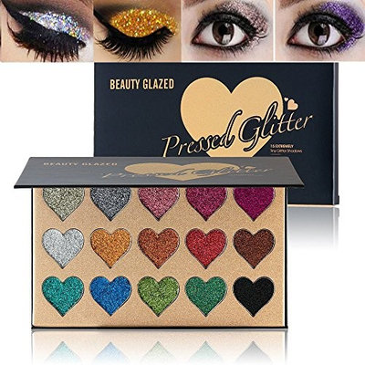 Beauty Glazed Eyeshadow Palette Ultra Pigmented Mineral Pressed Glitter Make Up Eye Shadow Powder Flash Eyebrown Shimmer Waterproof 15 Colors Face Lips Art for Party Festival Make Up