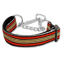 Mirage 125-007M LGOR Preppy Stripes Dog Collar Martingale Orange/Khaki Lg