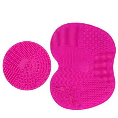 Makeup Brush Cleaning Mat,Excaoo Set of 2 Cosmetic Brush Cleaning Mat Makeup Brush Cleaner Pad Portable Washing Tool