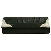 Black Long Evening Bag With Rhinestone Tips