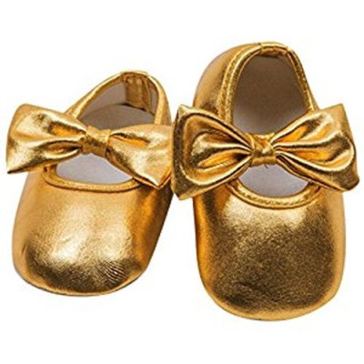 Koly Toddler kids Baby Prewalker Soft Sole Anti-Slip bowknot Shoes (12~18 M, G
