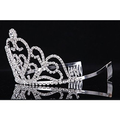 Lovelyshop Grand heart Rhinestone Tiara with comb for Wedding Bridal Birthday Pegeant Party Queen(luxurious)