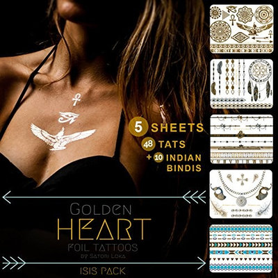 Silver and Gold Temporary Foil Tattoos - Flash Your Tats (97 Unique Designs)