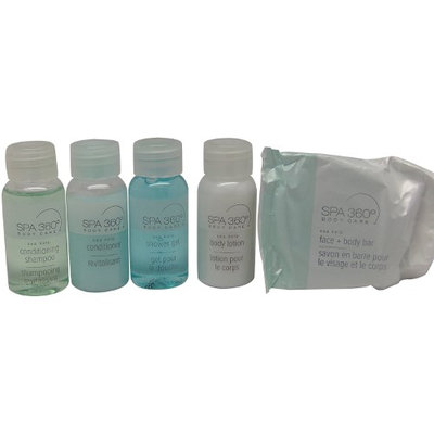 Spa 360 Body Care Sea Kelp Travel Set 2 Lotion, 2 Soap, 2 Shower Gel, 2 Shampoo, 2 Conditioner.