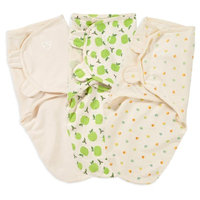 Summer Infant Organic SwaddleMe 3-Pack, Apple / Ivory / Dots