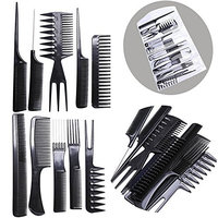MagiDeal 10pcs/set Pro Salon Hair Cut Styling Hairdressing Barbers Combs Brushes with Storage Bag - Black