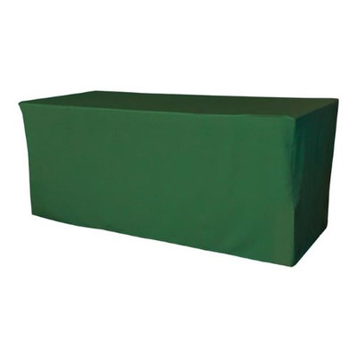 LA Linen TCpop-fit-96x48x30-GreenEmP32 4.3 lbs Polyester Poplin Fitted Tablecloth Emerald Green