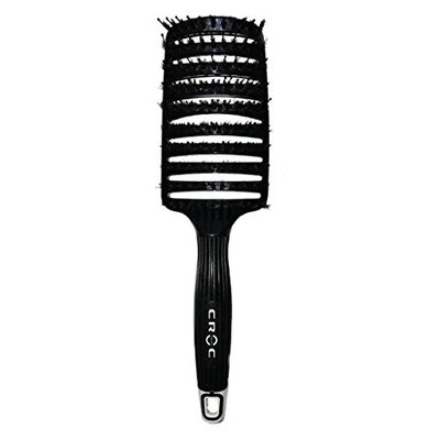 Boar Bristle Vent Hair Brush Curved Detangling Brush Black by Croc