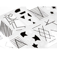 Bundle Monster BMC 20pc Shape Shifters Negative Space Nail Wraps - Modern Geometric Stars Dots Abstract Pop Art Designs