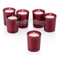Light In The Dark Red Frosted Glass Round Votive Candle Holders With White votive candles Set of 72