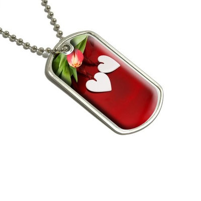 Love Romance Wedding Anniversary Hearts Flowers Military Dog Tag Luggage Keychain