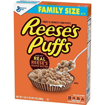 Reese's Peanut Butter Puffs, Cereal, Family Size, 20.7 Oz