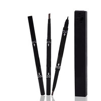 Frcolor 2 in 1 Waterproof Eyebrow Pencil Eyeliner Set Eye Brow Pencil Eye Liner Liquid Long Lasting (Deep Coffe-1 Pencil Black Eyeliner)