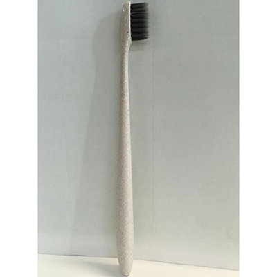 Activated Charcoal Toothbrush with Soft Bristles and Wheat Straw Handle Eco-Friendly Toothbrush (Medium)