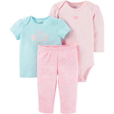 born Baby Girl Tshirt, Bodysuit, and Pant Set