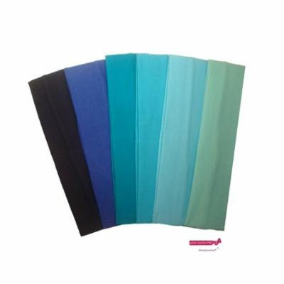Kenz Laurenz Cotton Headbands 6 Soft Stretch Headband Sweat Absorbent Elastic Head Bands Blue Ombre Set