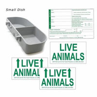 Kennel Travel Kit for Pets - Hook-On Dish & Live Animal Labels -SMALL-MED size