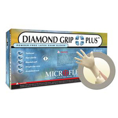 Micro Flex DGP-350-M Diamond Grip Plus Powder Free Latex Exam Gloves - Medium