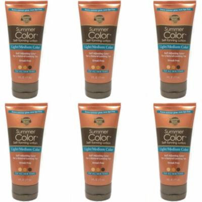 6 Pack Banana Boat,Summer Color Self-Tanning Lotion, Light/Medium Color 6oz Each