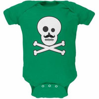 Skull and Crossbones Mustache Green Baby One Piece