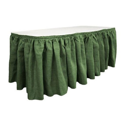 LA Linen SkirtBurlap21x29- 15Lclips-GreenHunter Burlap Table Skirt with 15 L-Clips, Hunter Green - 21 ft. x 29 in.