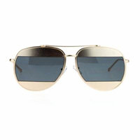 SA106 Retro Unique Cropped Blinder Lens Aviator Sunglasses Gold Black