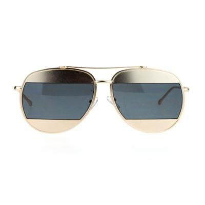 SA106 Retro Unique Cropped Blinder Lens Aviator Sunglasses Gold Black