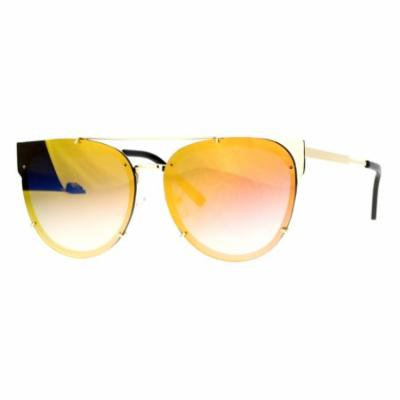 SA106 Retro Flat Lens Unique Raw Edge Metal Horn Rim Sunglasses Gold Orange