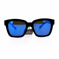 SA106 Flat Color Mirror Lens Horn Rim Hipster Sunglasses Blue