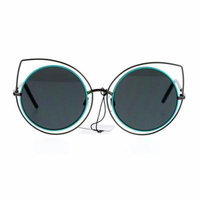 SA106 Cat Eye Double Metal Rim Bat Shape Womens Sunglasses Gunmetal Mint