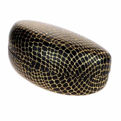SA106 Oversize Reptile Foil Womens Clam Shell Sunglasses Black Gold