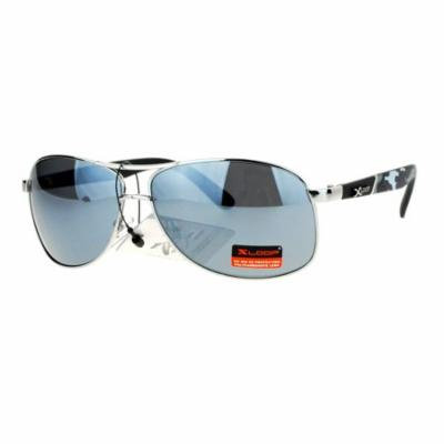 SA106 Mens Camouflage Arm Narrow Rectangular Sport Aviator Sunglasses All Silver