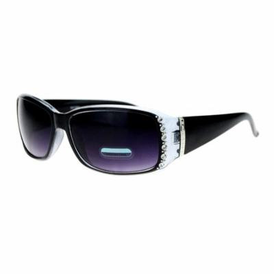 SA106 Rhinestone Iced Rectangular Designer Fashion Womens Sunglasses Black